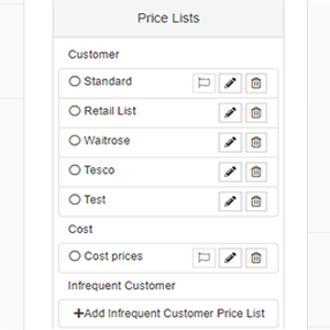 Customised price lists - bakery scheduling software