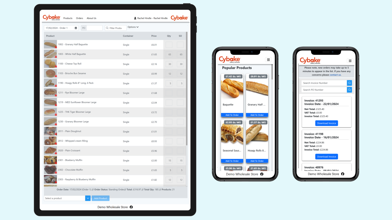 Online wholesale bakery ordering on iPad and iPhones
