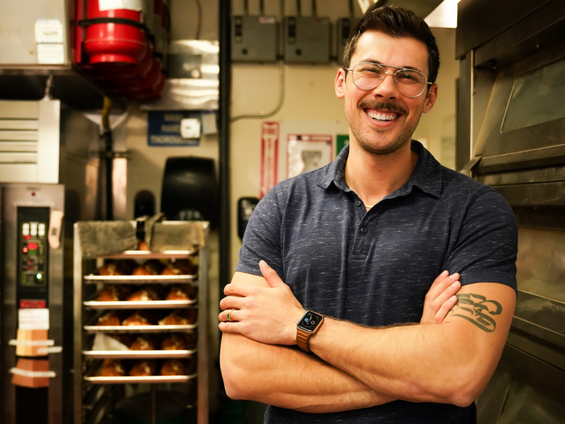 Rebel Bread owner Zach Martinucci pictured inside his bakery