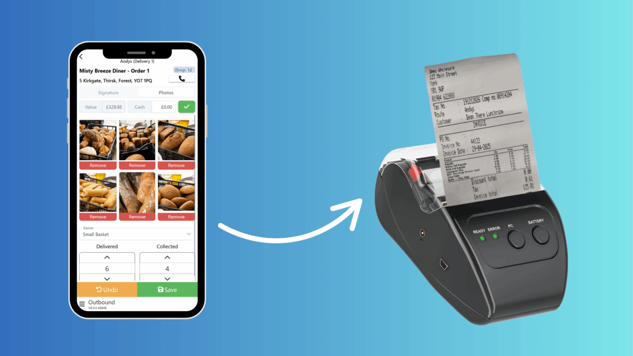 Mobile invoice printing with Cybake