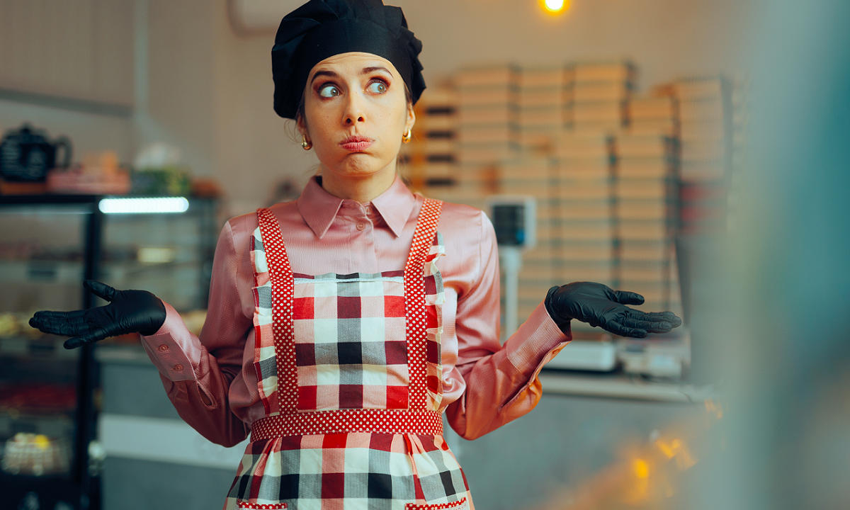 Photo of bemused baker